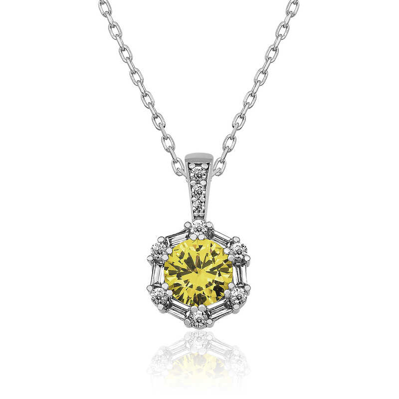 Silver Wheat Yellow Baguette Stone Women’s Necklace