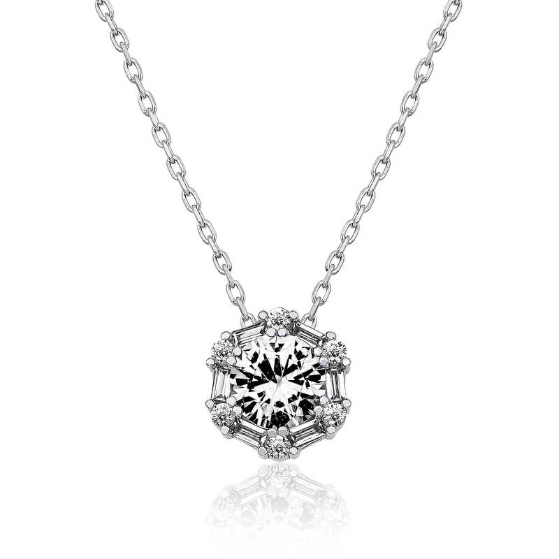 Silver Ice White Baguette Stone Women’s Necklace