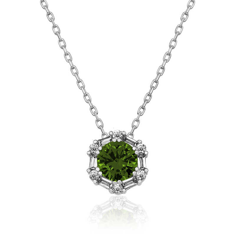 Silver Walnut Green Baguette Stone Women’s Necklace