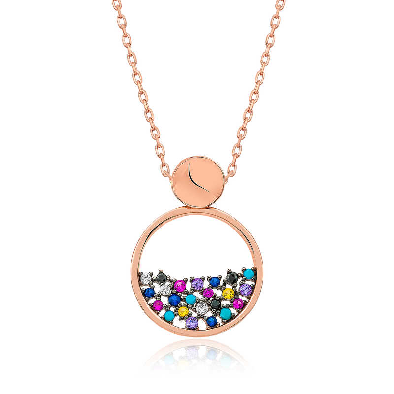 Silver Rose Mix Stone Dew Drop Women’s Necklace