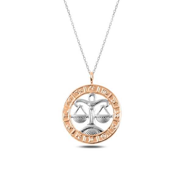 Silver Rose Libra Zodiac Necklace