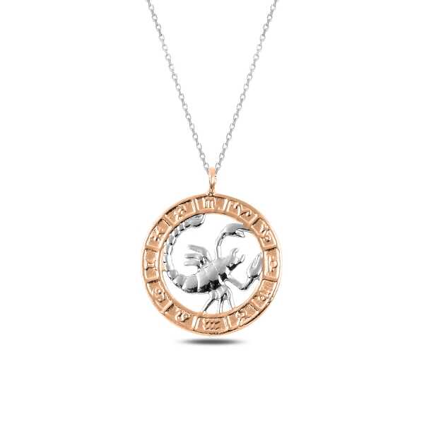 Silver Rose Scorpio Zodiac Necklace
