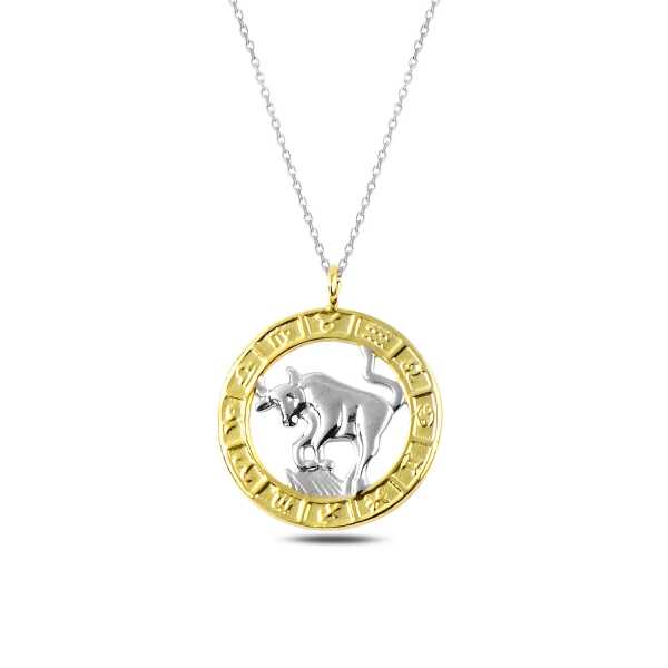Silver Gold Taurus Necklace