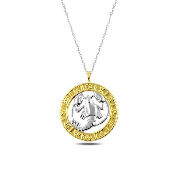 Silver Gold Cancer Zodiac Necklace