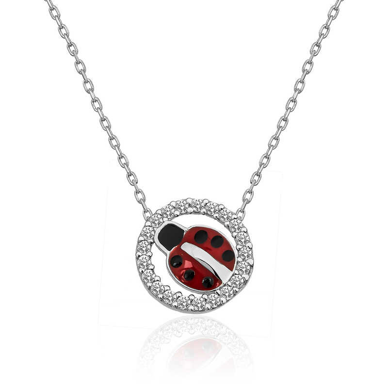 Silver Ladybug Necklace for Women