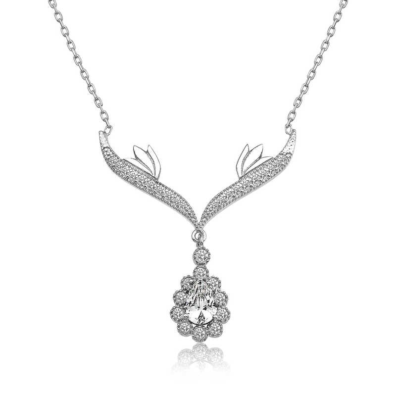 Silver White Stone Medallion Women’s Necklace