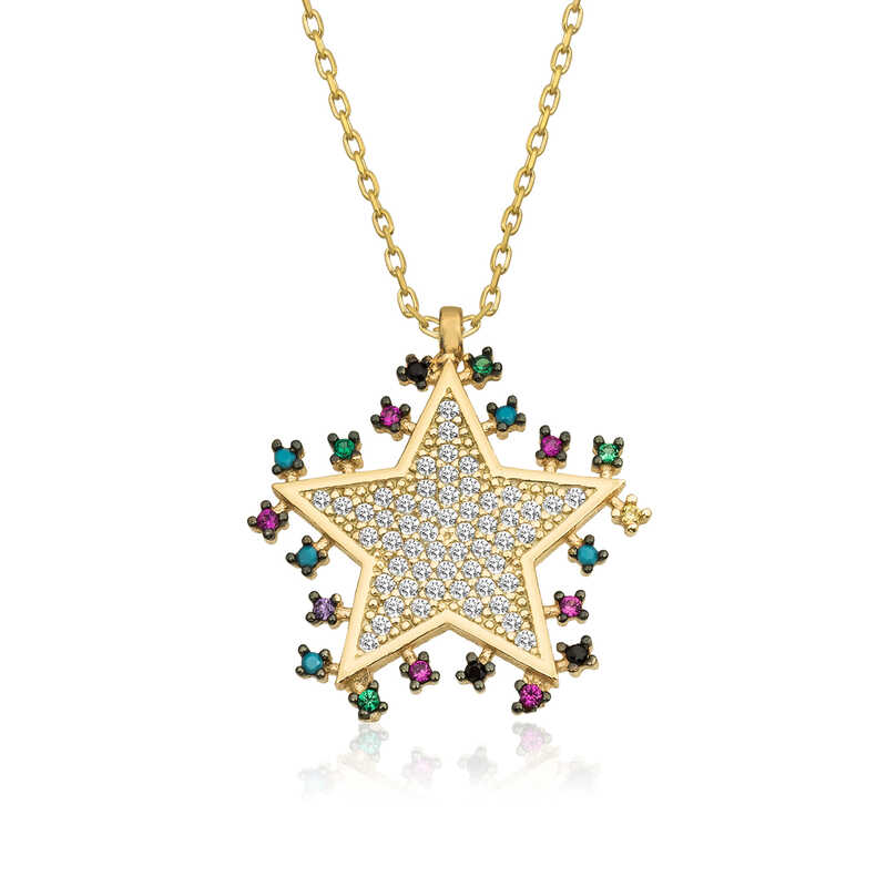 Silver Gold Shining Star Necklace