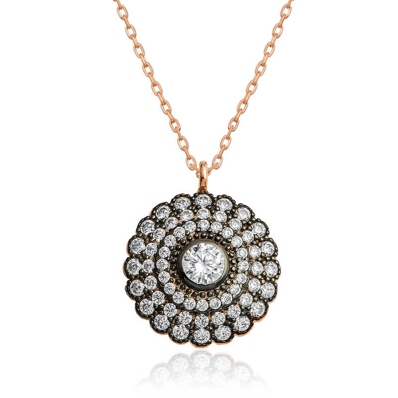 Silver Rose Diamond Mounted Flower Women’s Necklace