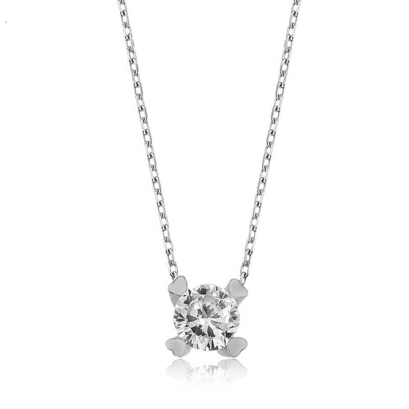 Silver Heart Single Stone Women’s Necklace
