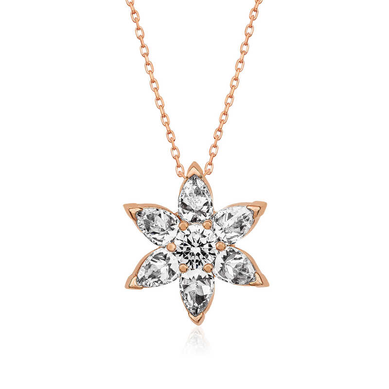 Silver Rose White Flower Necklace