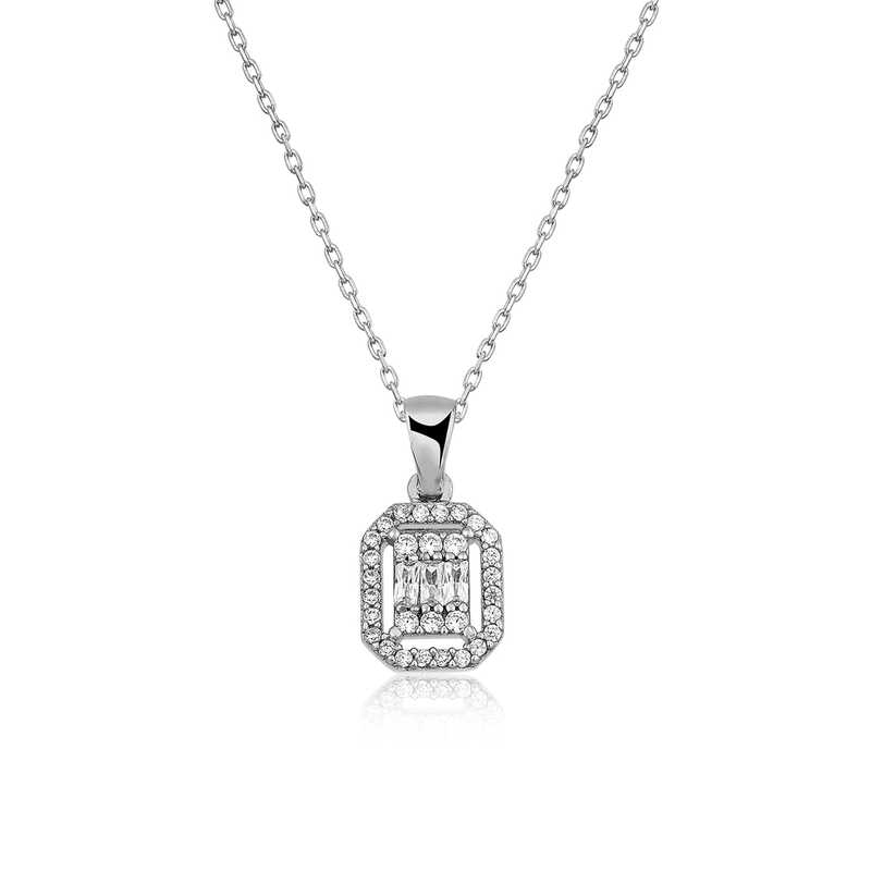 Silver Baguette Stone Women’s Necklace