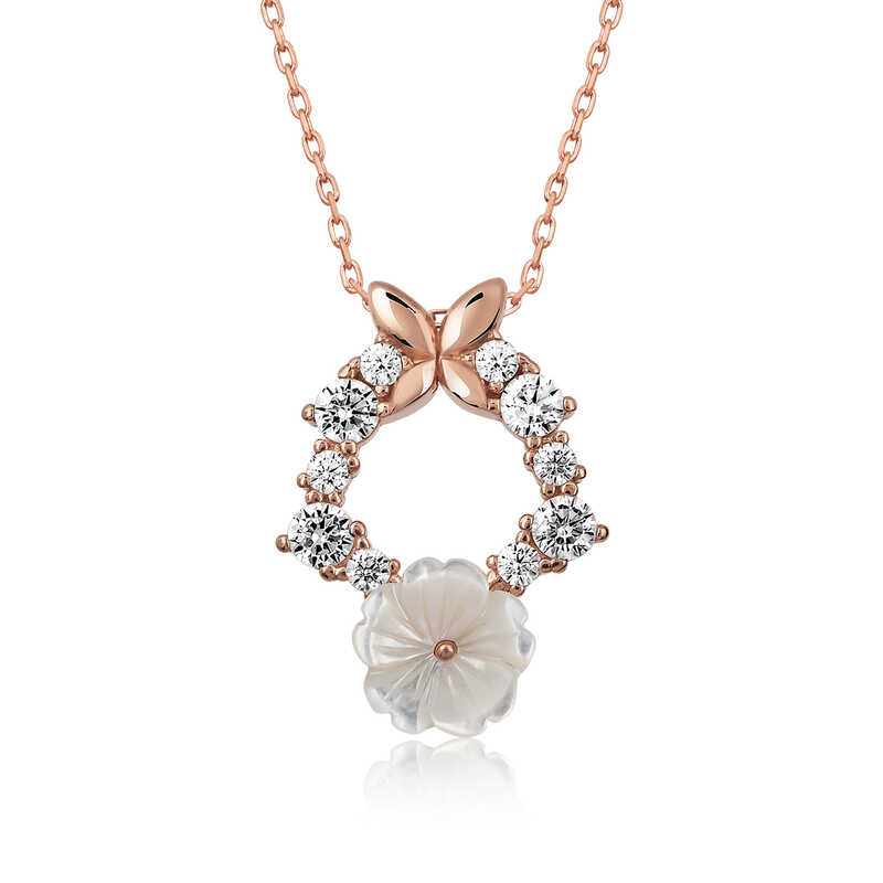 Silver Rose Spring Flower Necklace