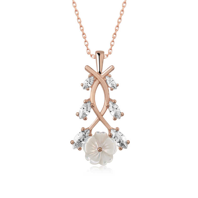 Silver Rose Spring Flower Necklace