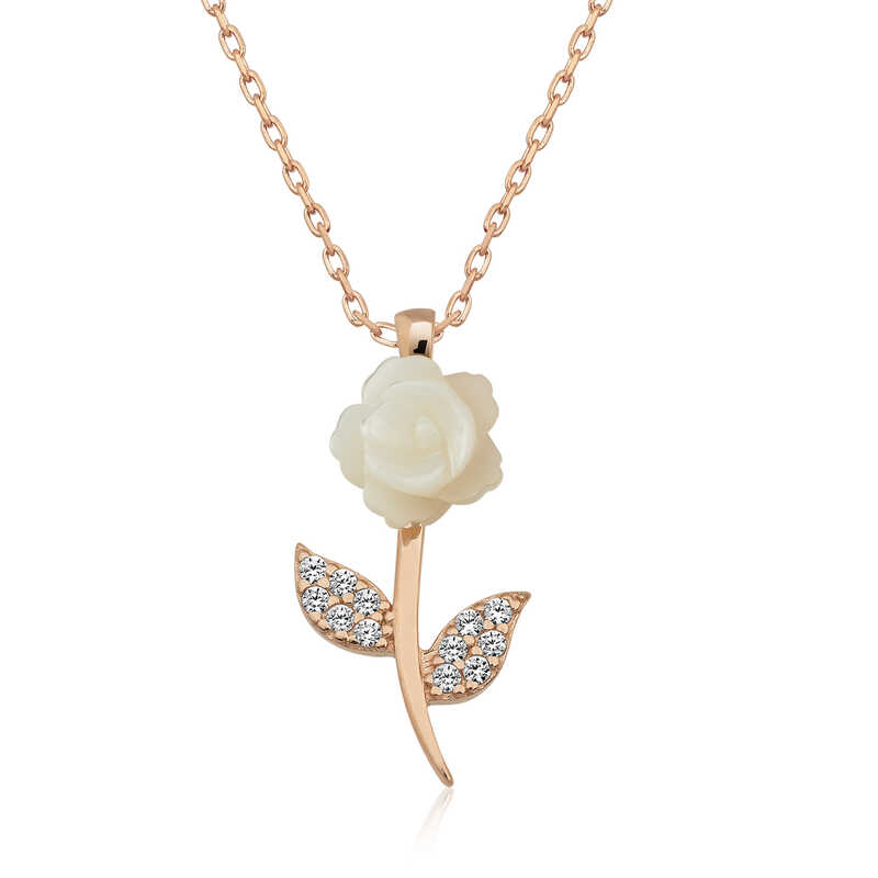 Silver Rose White Rose Necklace