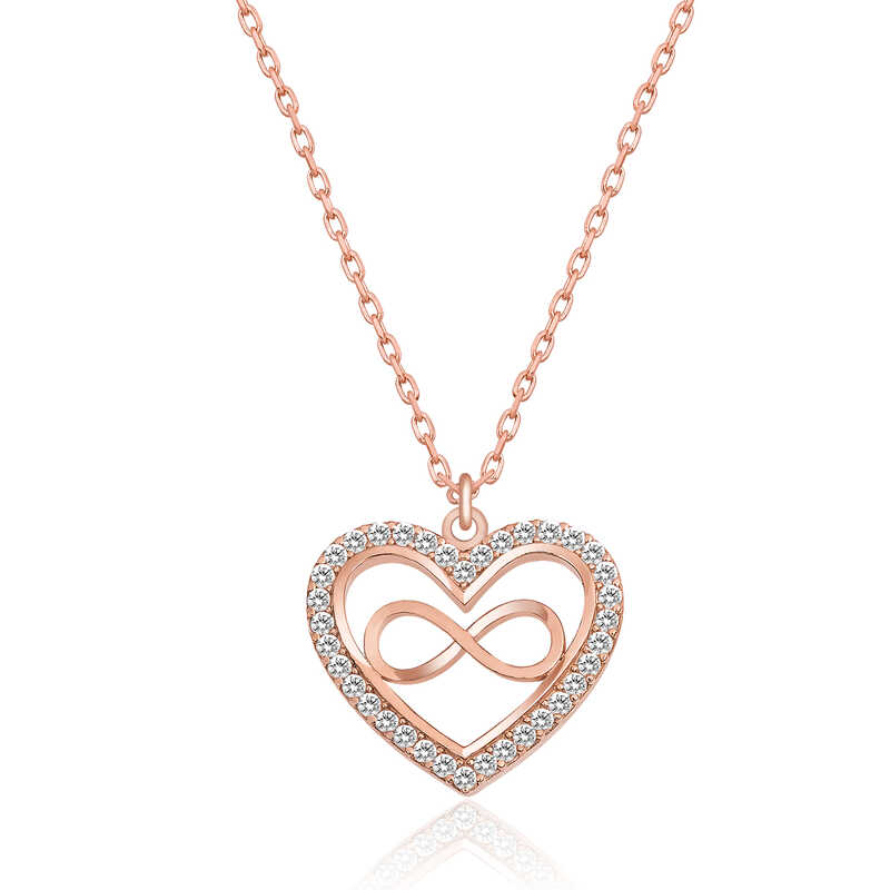 Silver Rose Heart Infinity Women’s Necklace