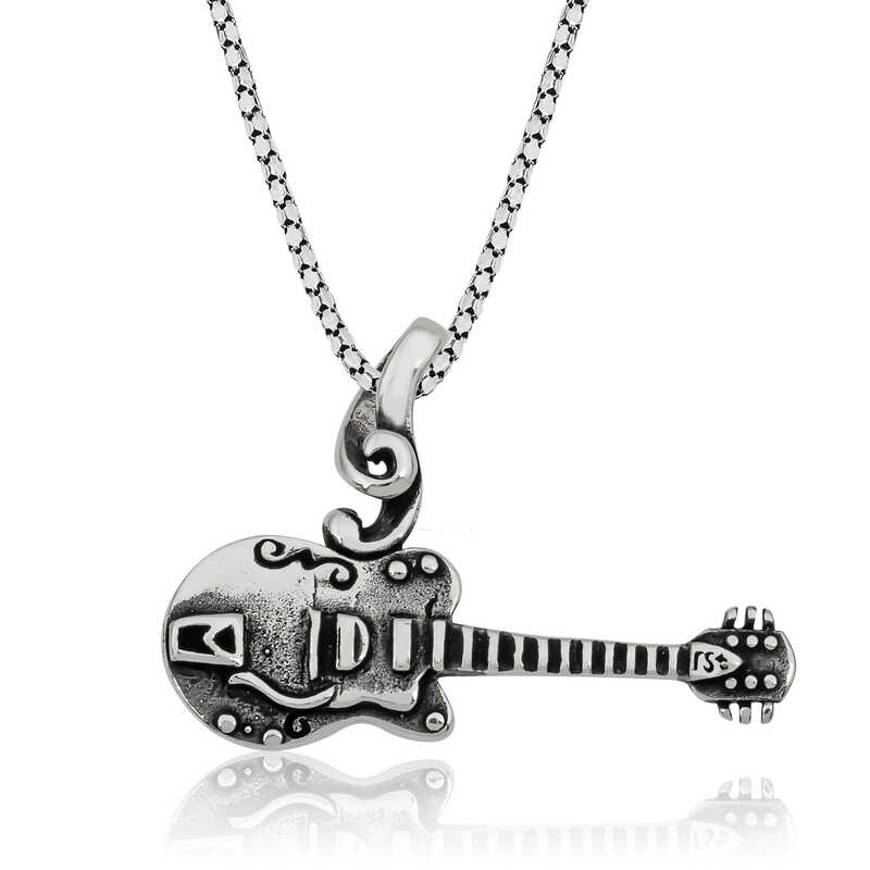 Silver Guitar Necklace