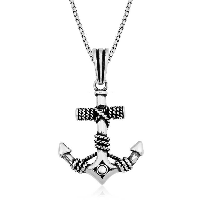 Silver Sailor Anchor Necklace