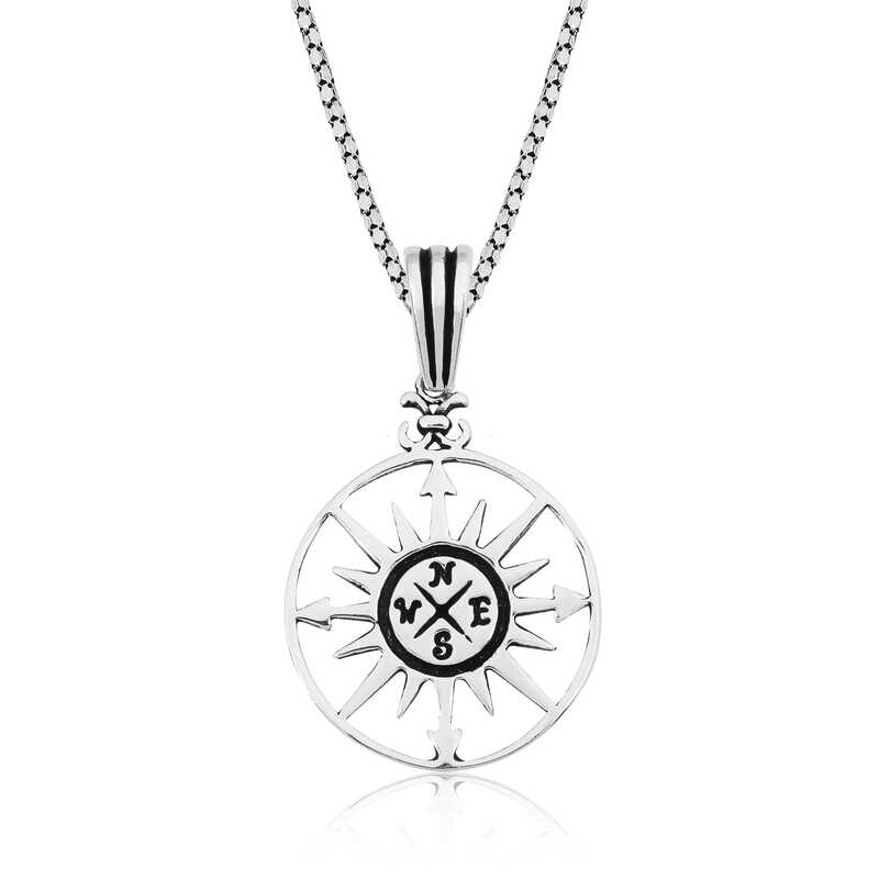 Silver Compass Necklace