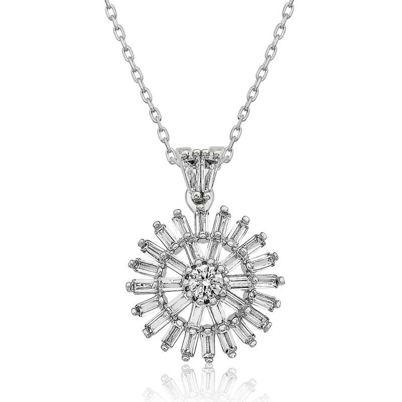 Silver Baguette Stone Women’s Necklace