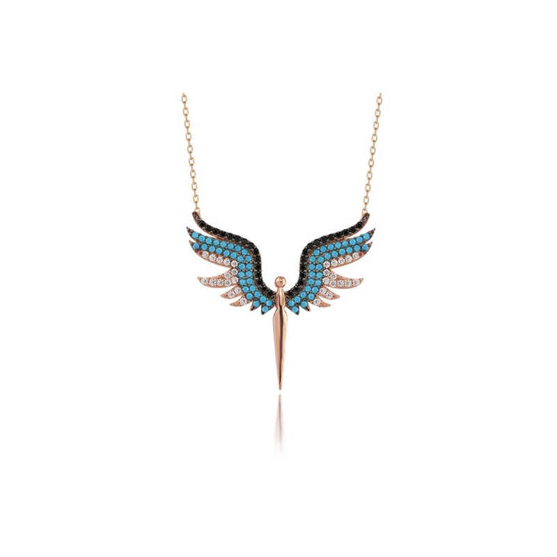 Silver Rose Michael Angel Necklace for Women