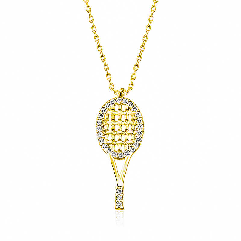Silver Gold Tennis Racket Women’s Necklace