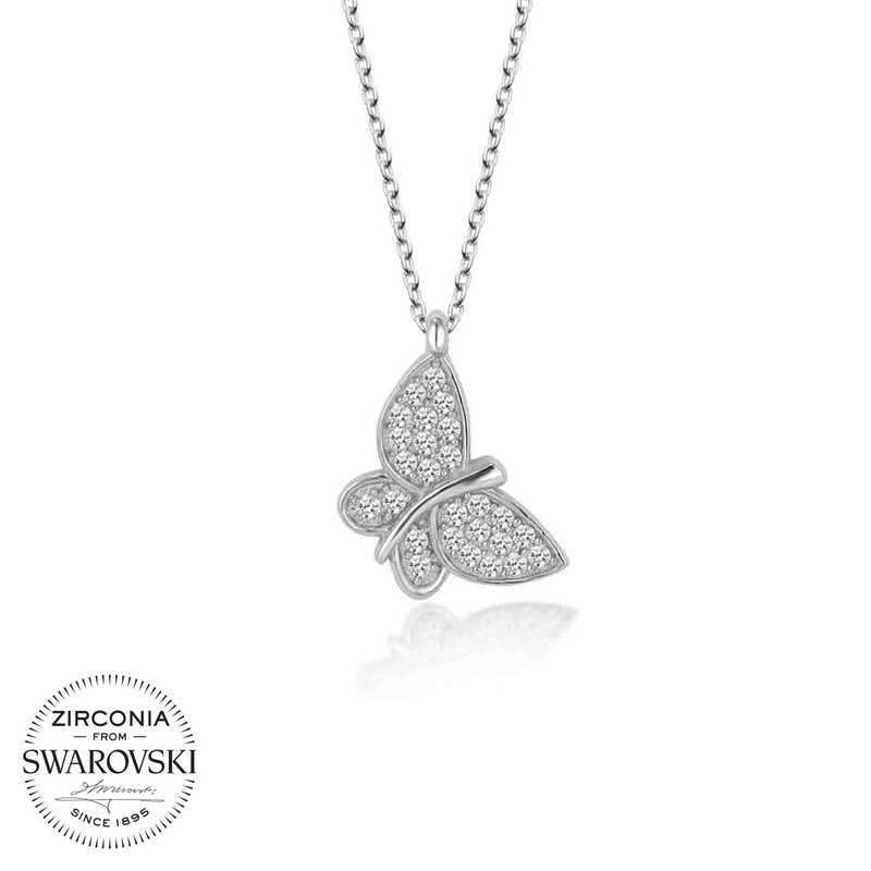 Swarovski Stone Silver Butterfly Women’s Necklace