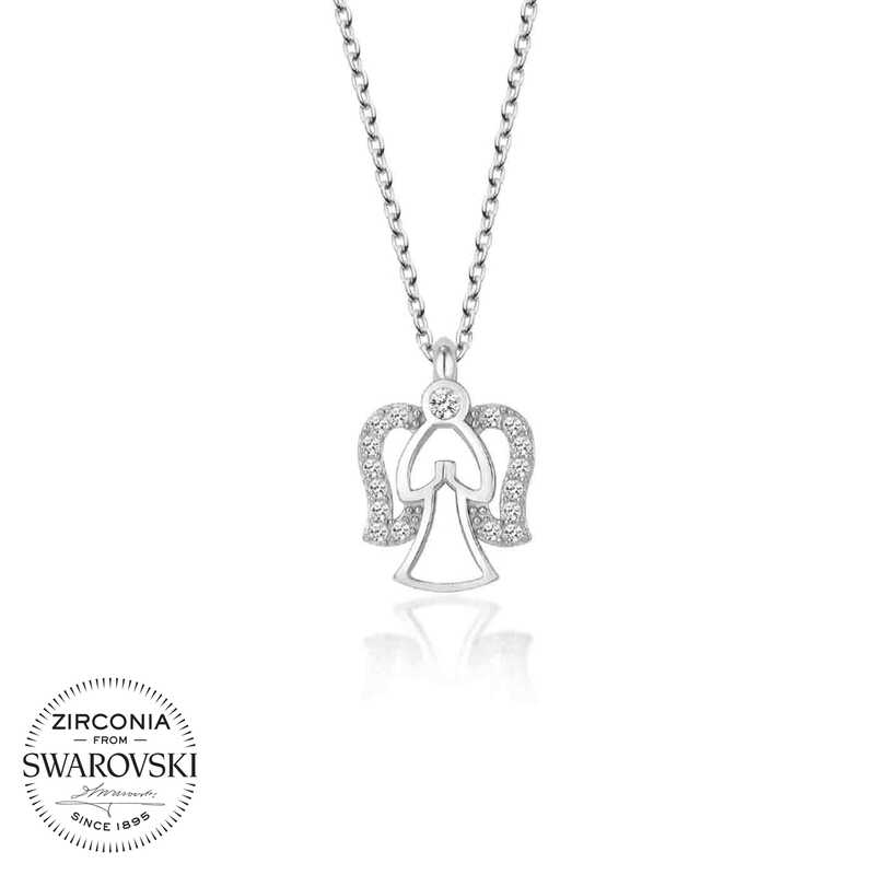Swarovski Stone Silver Angel Women’s Necklace