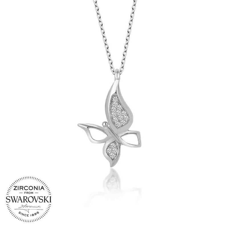 Swarovski Stone Silver Butterfly Women’s Necklace
