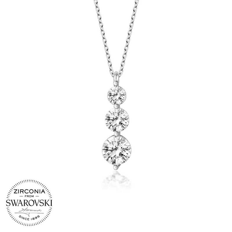 Swarovski Stone Silver Three Stone Solitaire Women’s Necklace