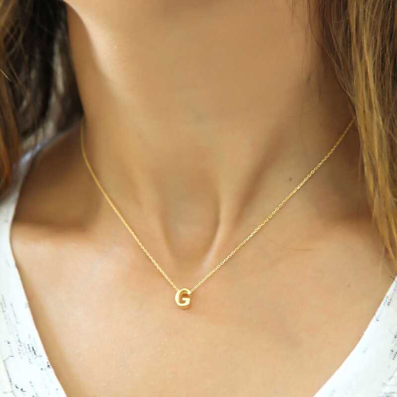 Silver Gold 3D Letter G Women’s Necklace