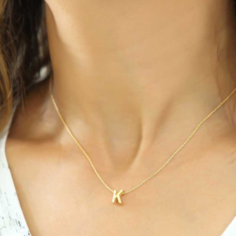 Silver Gold 3D Letter K Women’s Necklace