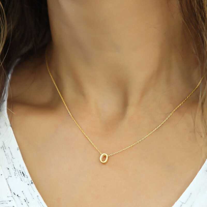 Silver Gold 3D Letter O Women’s Necklace
