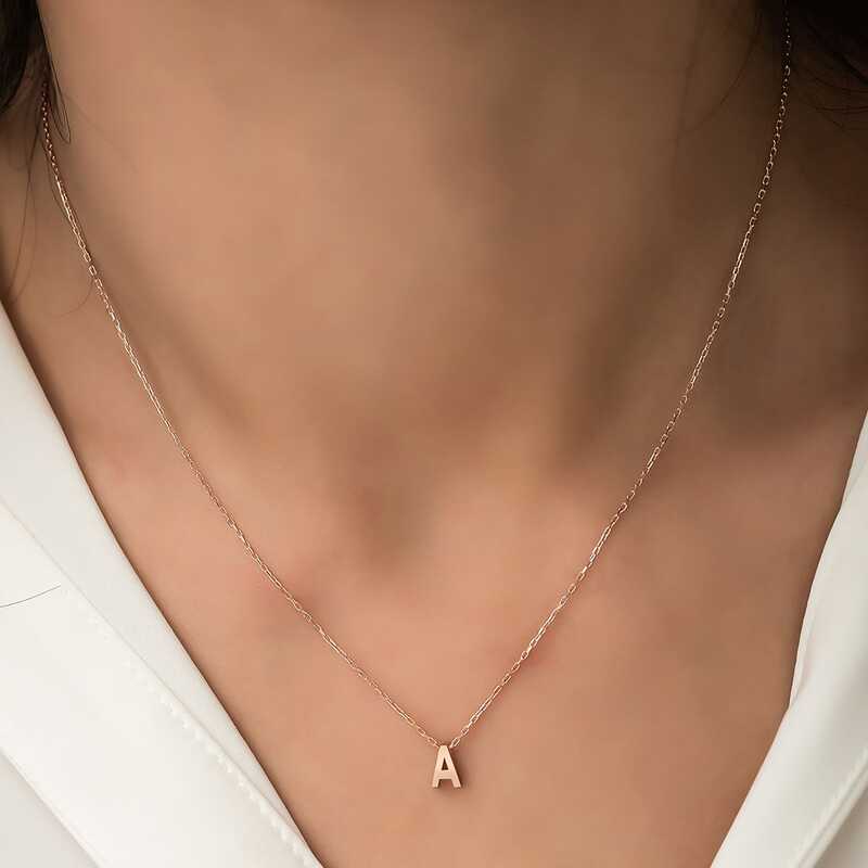 Silver Rose 3D Letter A Women’s Necklace