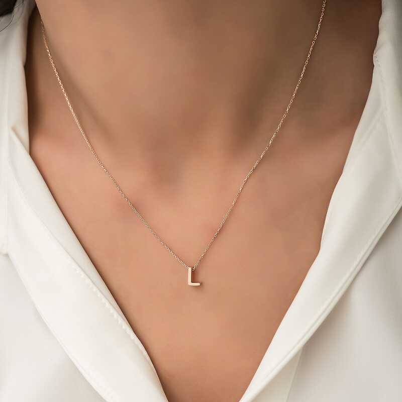 Silver Rose 3D Letter L Women’s Necklace