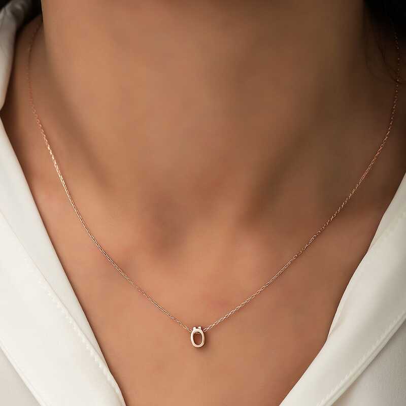 Silver Rose 3D Letter Ö Women’s Necklace
