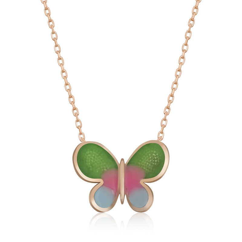 Silver Rose Minimal Butterfly Women’s Necklace