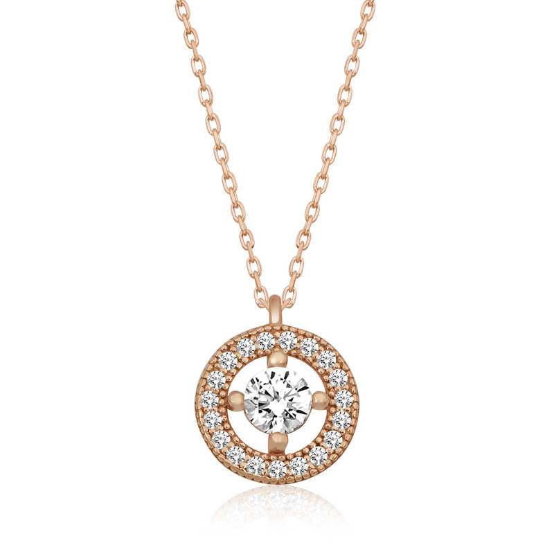 Silver Rose Minimal Round Solitaire Women’s Necklace