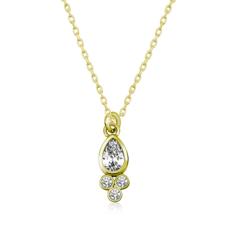 Silver Gold Dew Drop Solitaire Women’s Necklace
