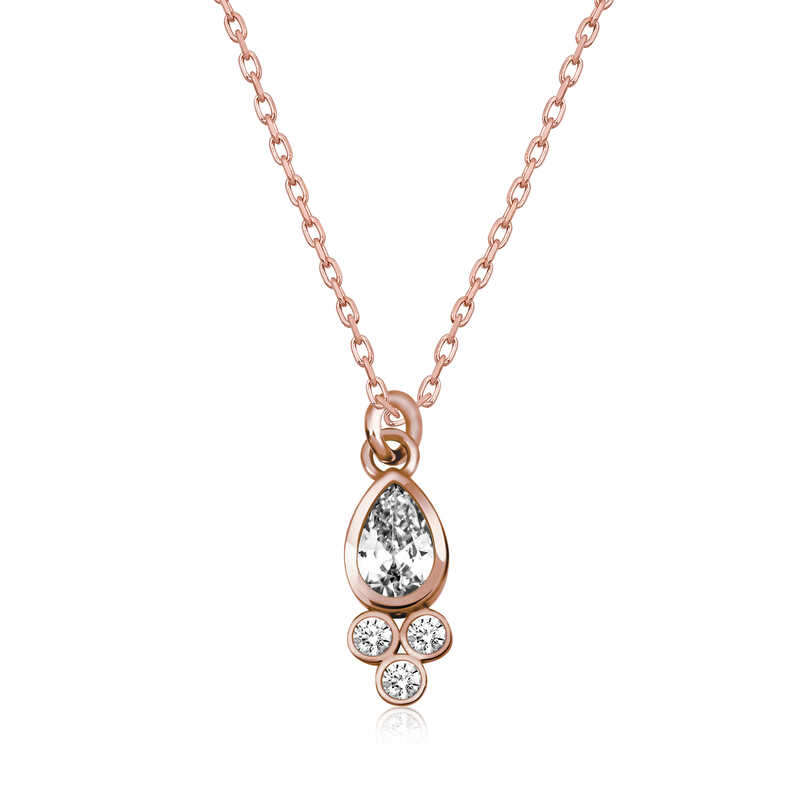 Silver Rose Dew Drop Solitaire Women’s Necklace
