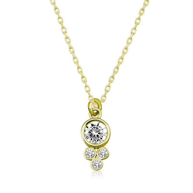 Silver Gold Dew Drop Round Solitaire Women’s Necklace