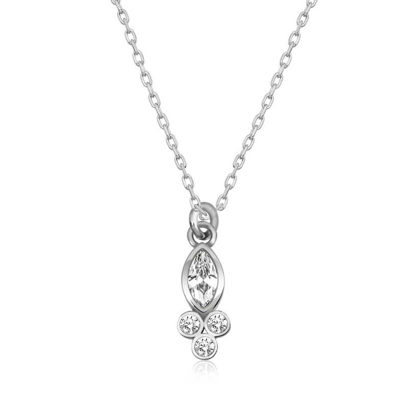 Silver Dew Drop Shuttle Solitaire Women’s Necklace