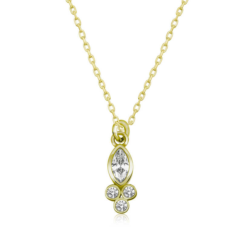 Silver Gold Dew Drop Shuttle Solitaire Women’s Necklace