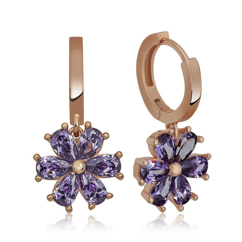 Silver Purple Flower Women’s Earrings