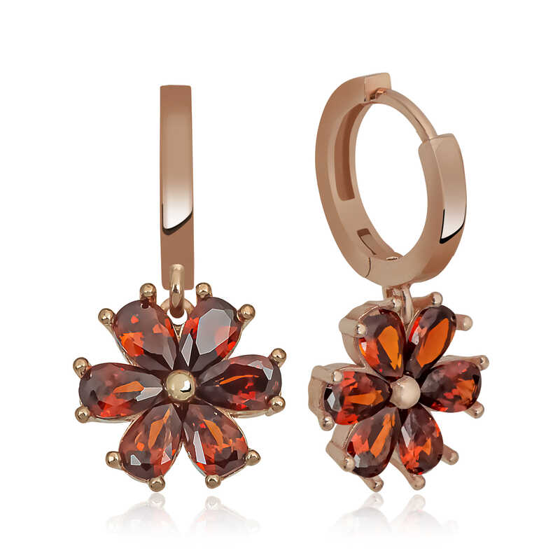 Silver Red Flower Women’s Earrings