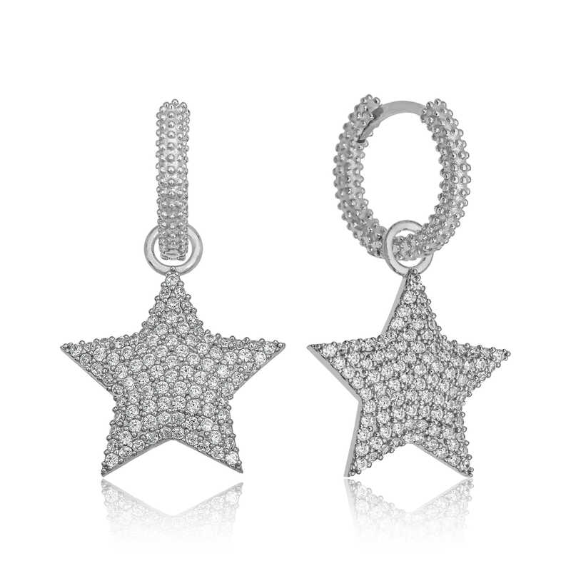 Silver Hoop Star Women’s Earrings