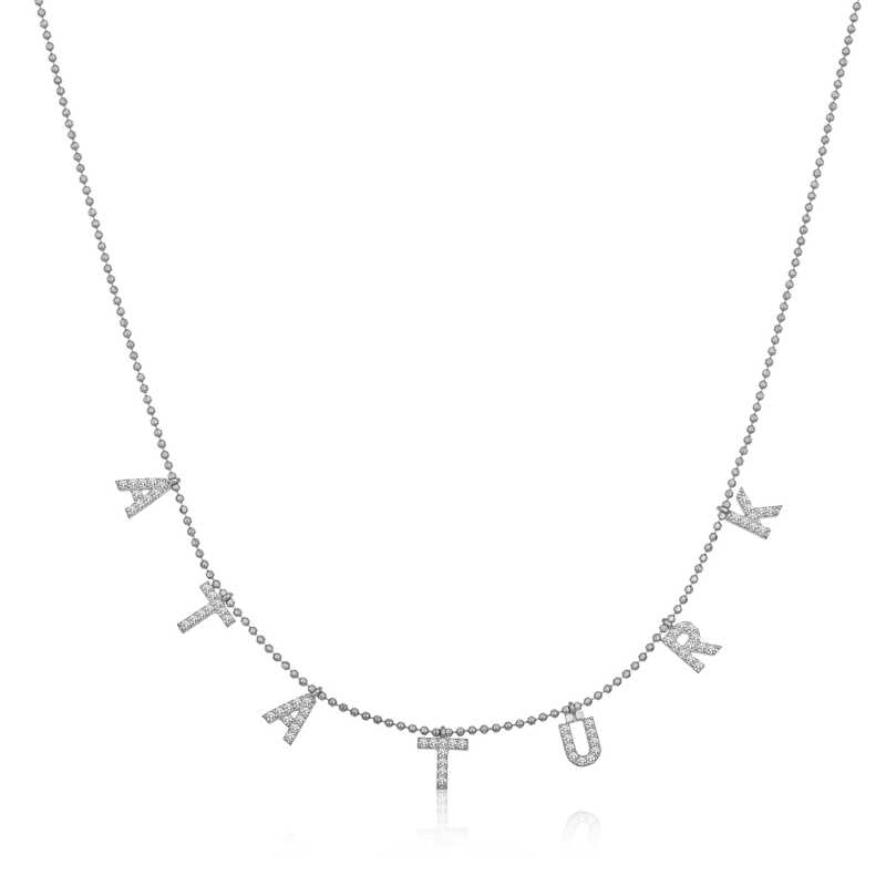 Silver Ataturk Written Women’s Necklace