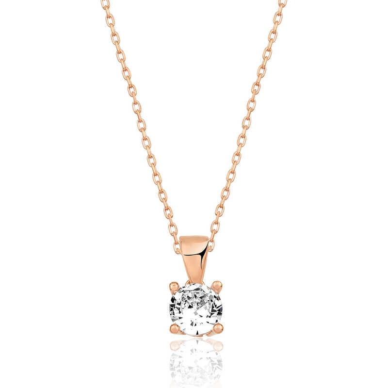 Silver Rose Single Stone Necklace