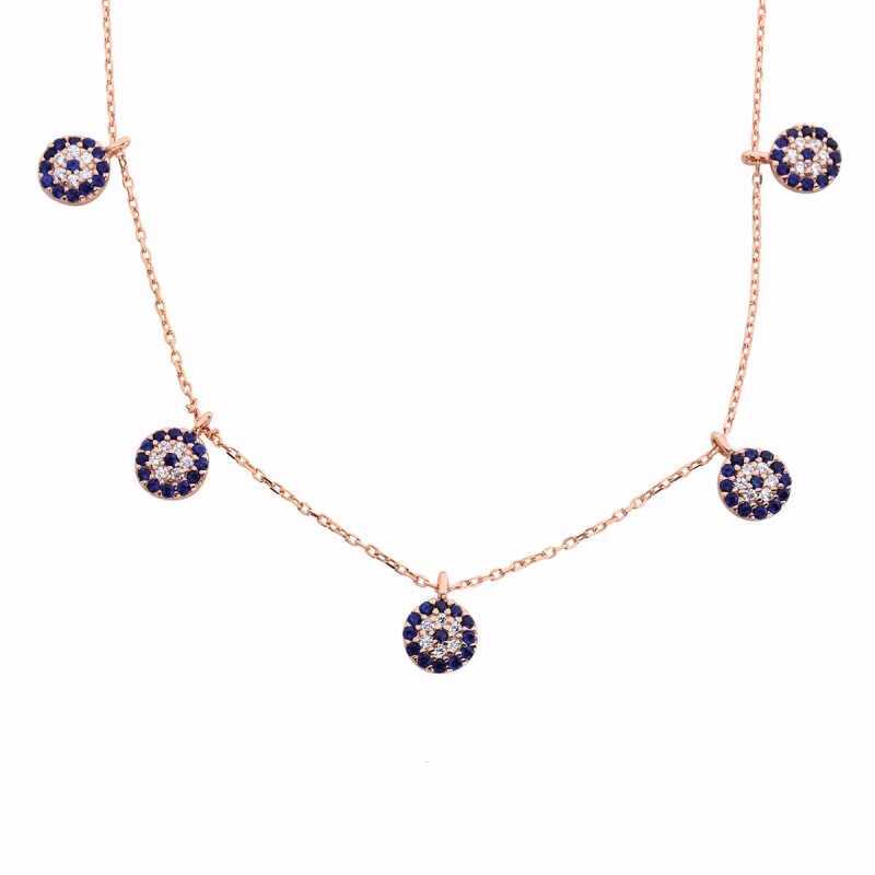 Silver Rose Evil Eye Lucky Necklace for Women