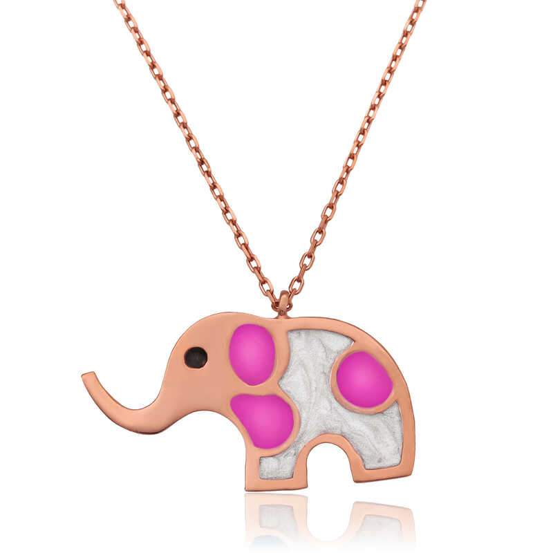 Silver Rose Elephant Women’s Necklace