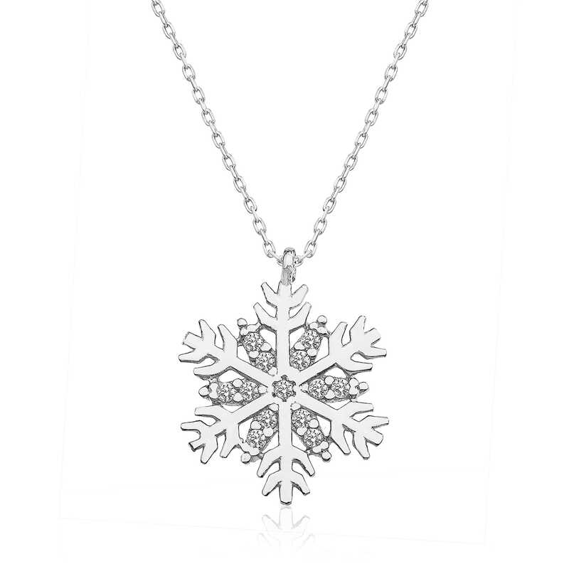 Silver Rhodium Snowflake Women’s Necklace
